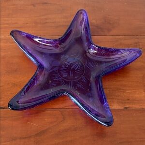 Purple Starfish Glass Dish Bowl Coastal Beach Decor
